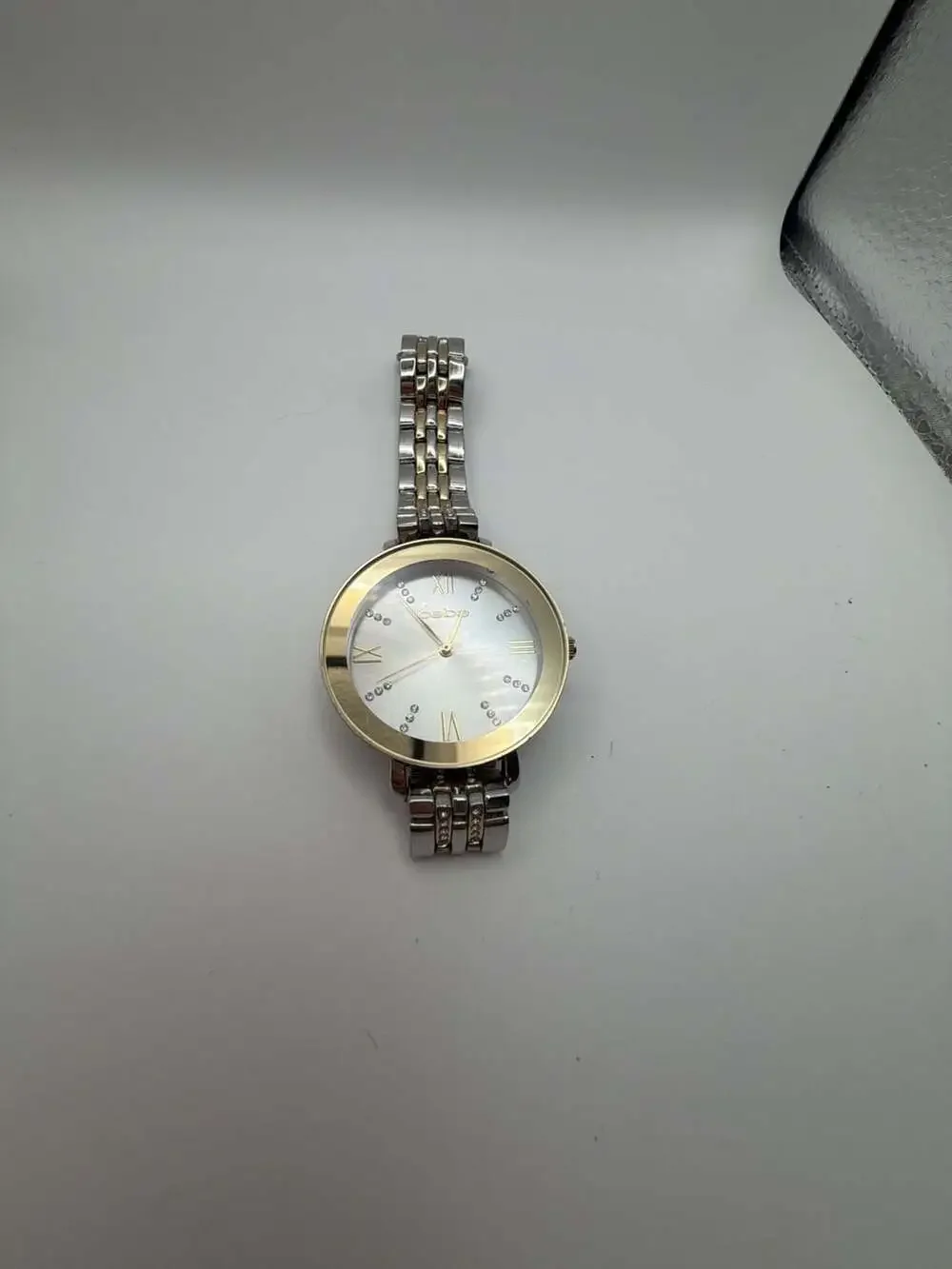 Bebe Women's Two-Tone Crystal Accented Bracelet Watch BEB5571BU